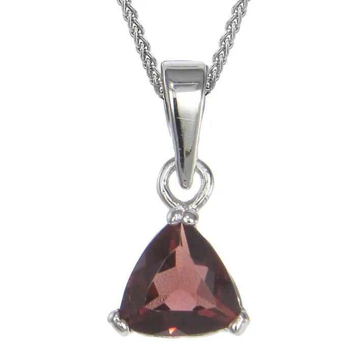 0.60 cttw Garnet Pendant Necklace .925 Sterling Silver 6 MM Trillion With Chain