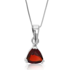 0.60 cttw Garnet Pendant Necklace .925 Sterling Silver 6 MM Trillion With Chain