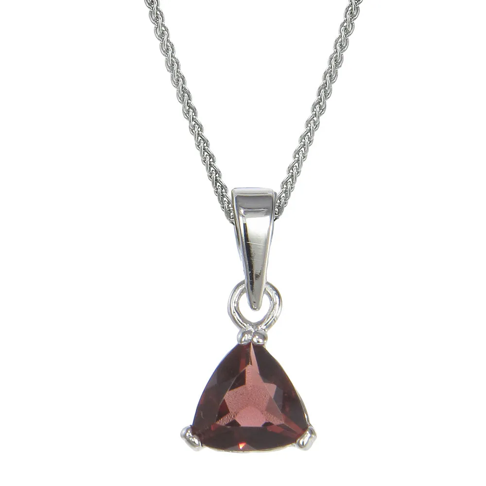 0.60 cttw Garnet Pendant Necklace .925 Sterling Silver 6 MM Trillion With Chain