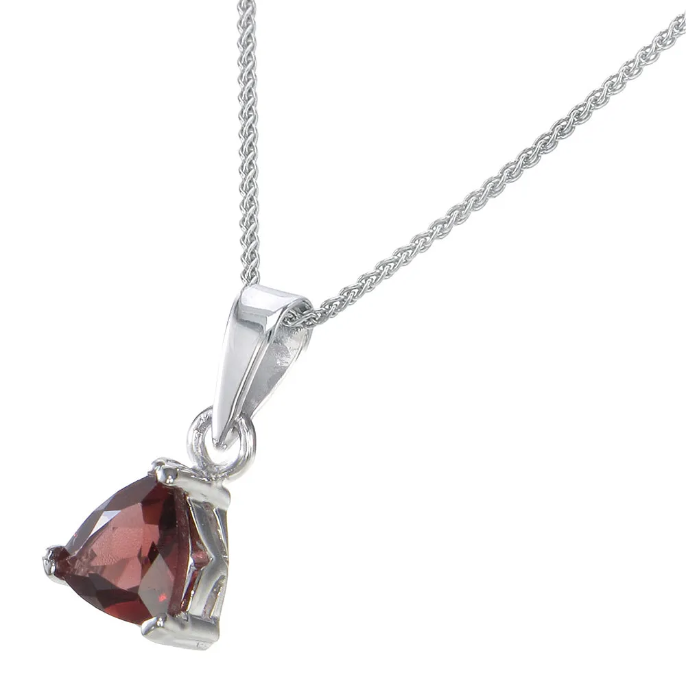 0.60 cttw Garnet Pendant Necklace .925 Sterling Silver 6 MM Trillion With Chain