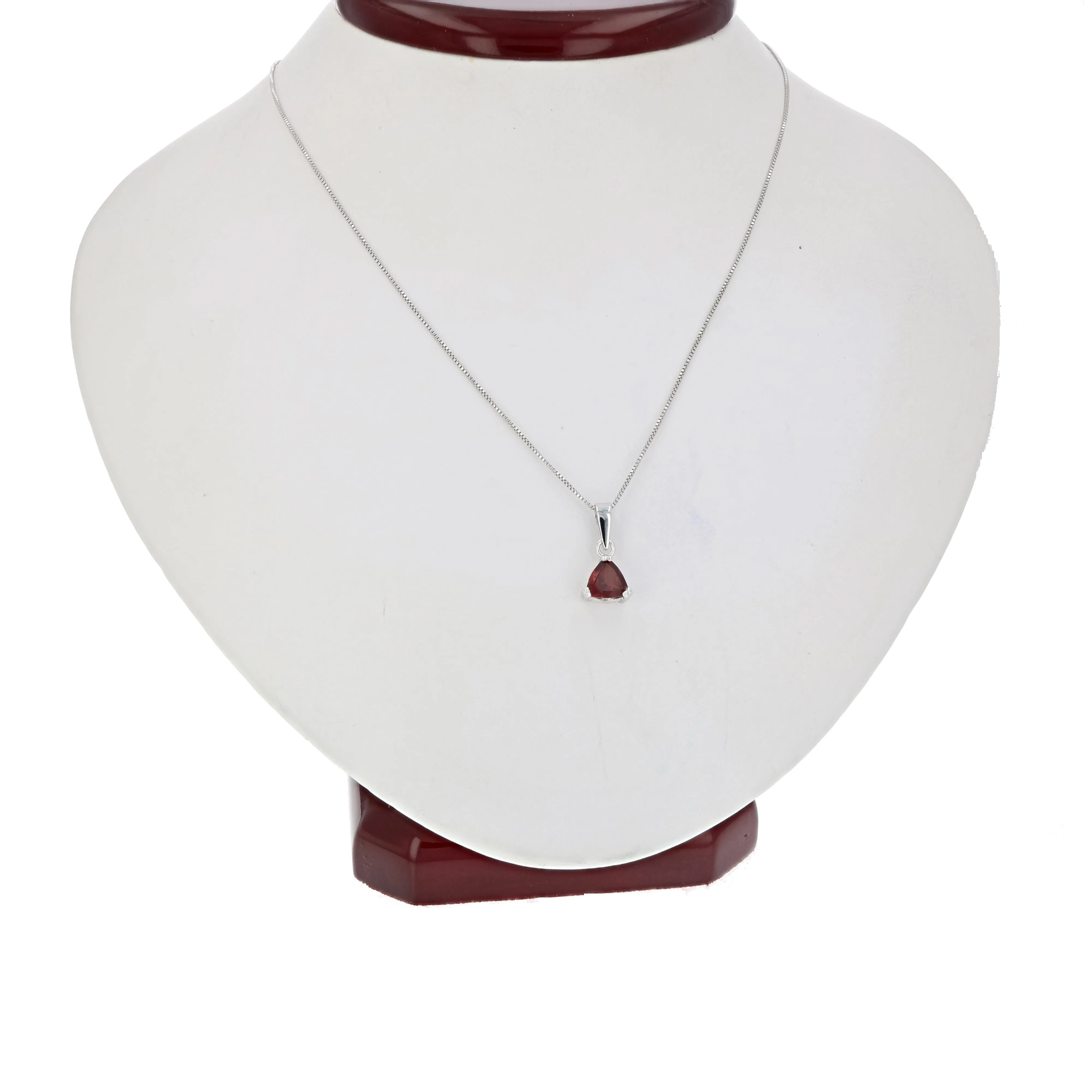 0.60 cttw Garnet Pendant Necklace .925 Sterling Silver 6 MM Trillion With Chain