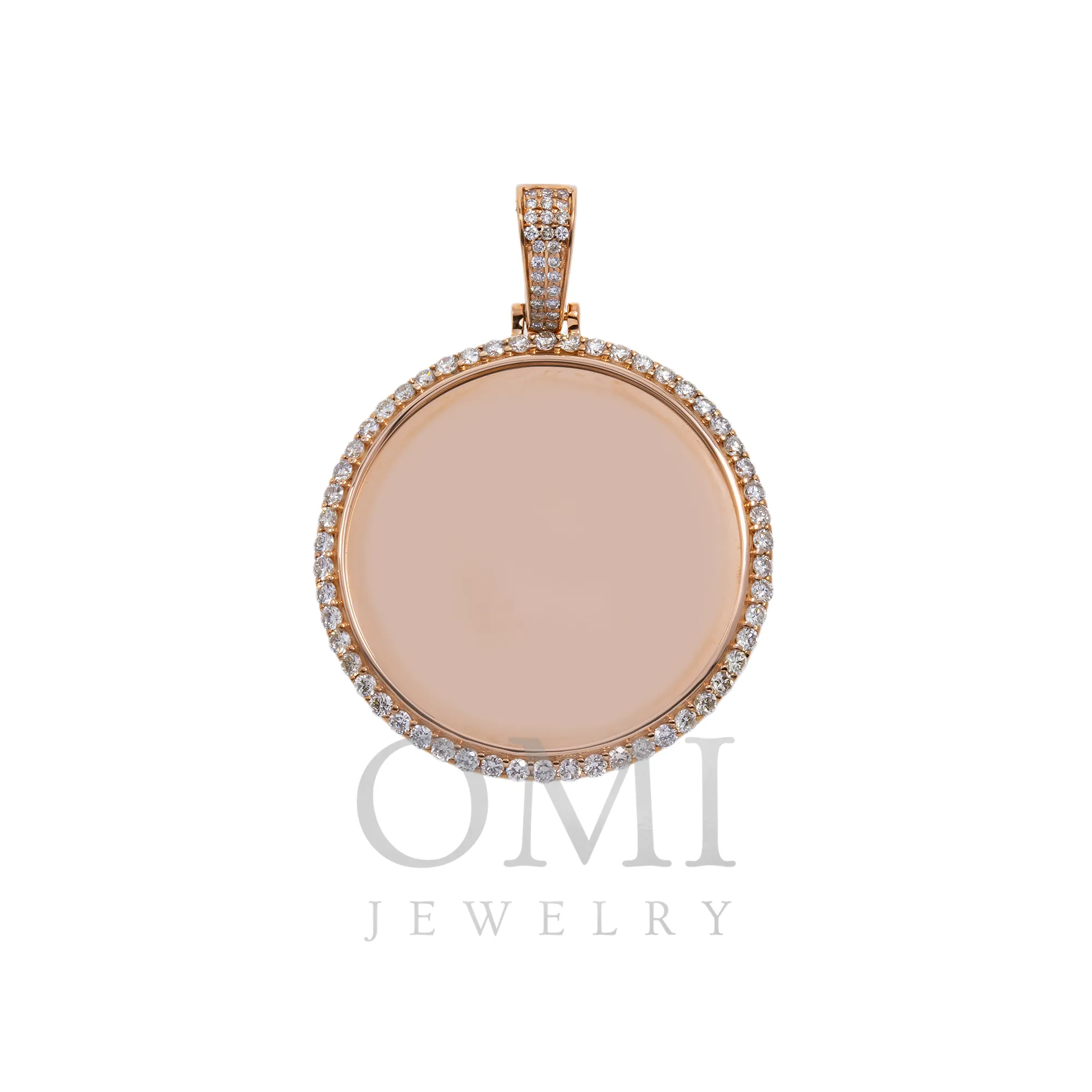 10K GOLD ROUND DIAMOND CIRCLE PICTURE PENDANT 1.20 CT