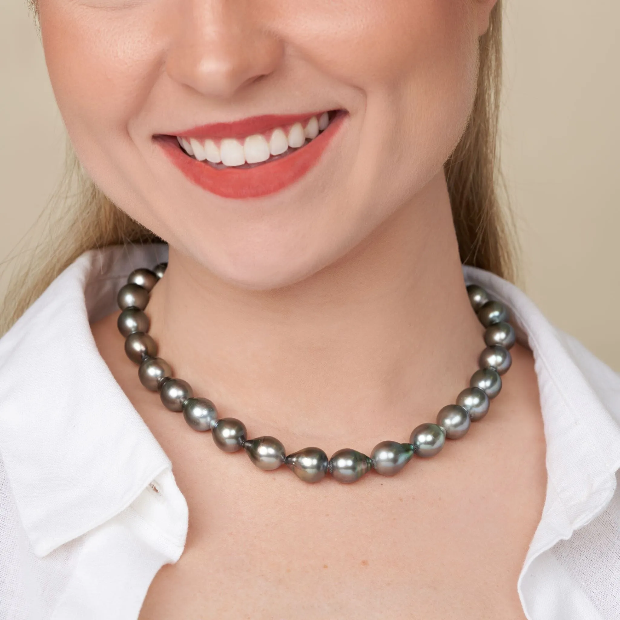 11.2-11.9 mm AAA Tahitian Drop Pearl Necklace