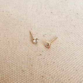 18k Gold Filled 2mm Clear Cubic Zirconia Stud