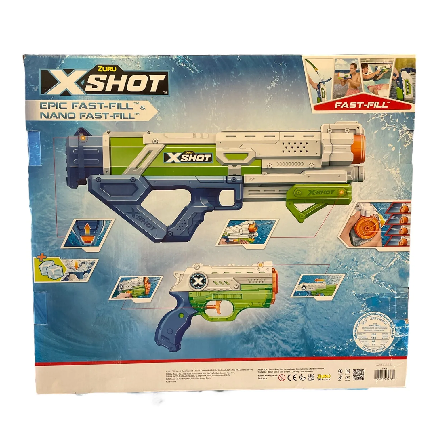 3 Pack Zuru X Shot Fast Fill Water Blasters, 2 Epic and 1 Nano