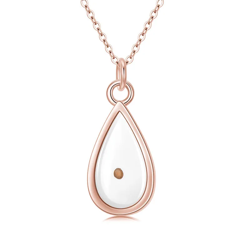 925 Silver Mustard Seed Necklace Tear Drop Pendant Necklace