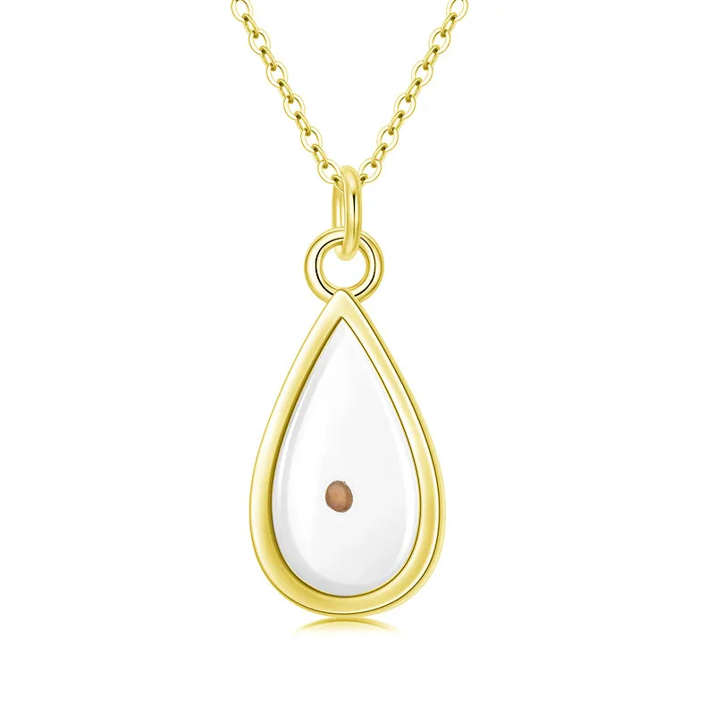 925 Silver Mustard Seed Necklace Tear Drop Pendant Necklace