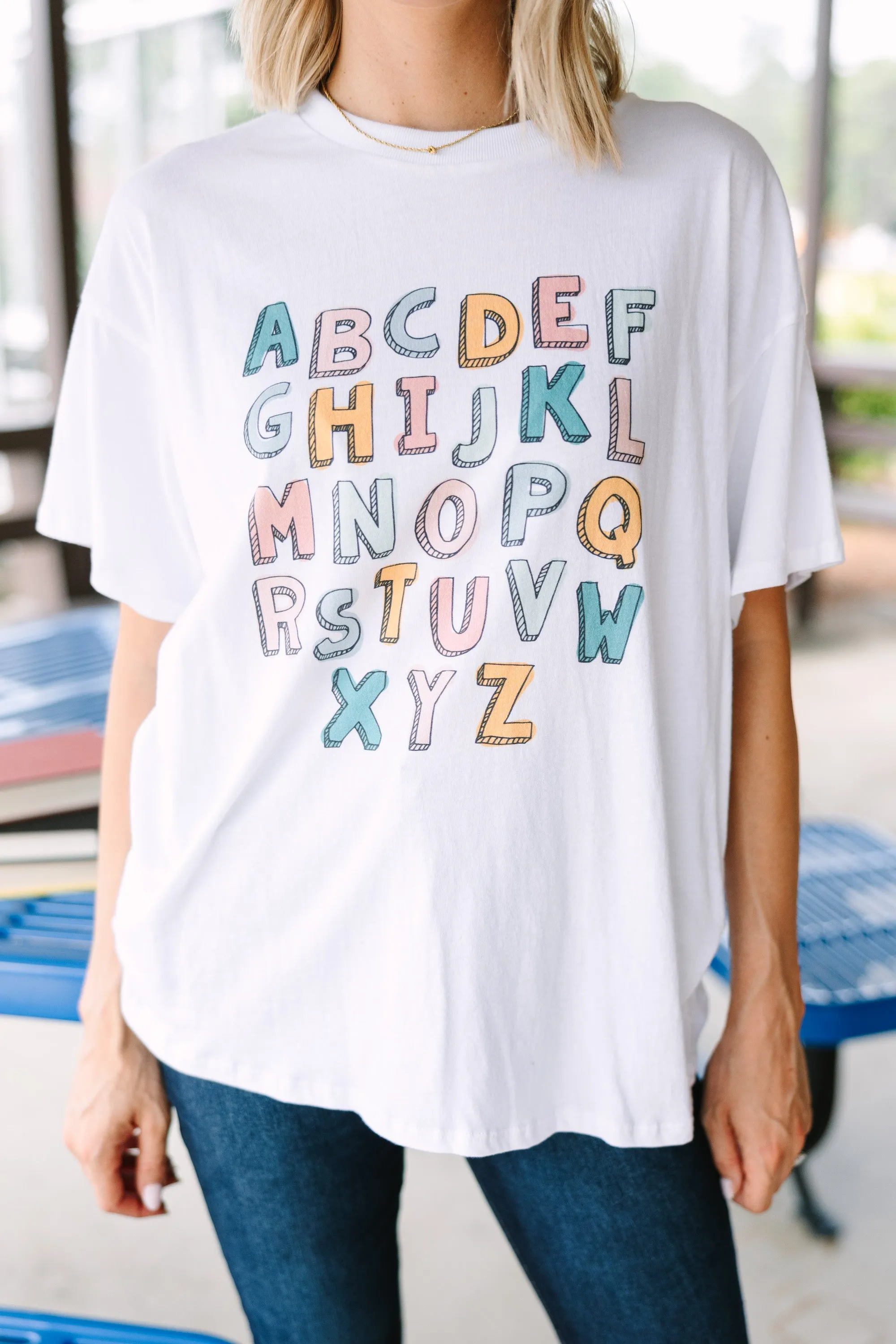 ABC's White Graphic Tee