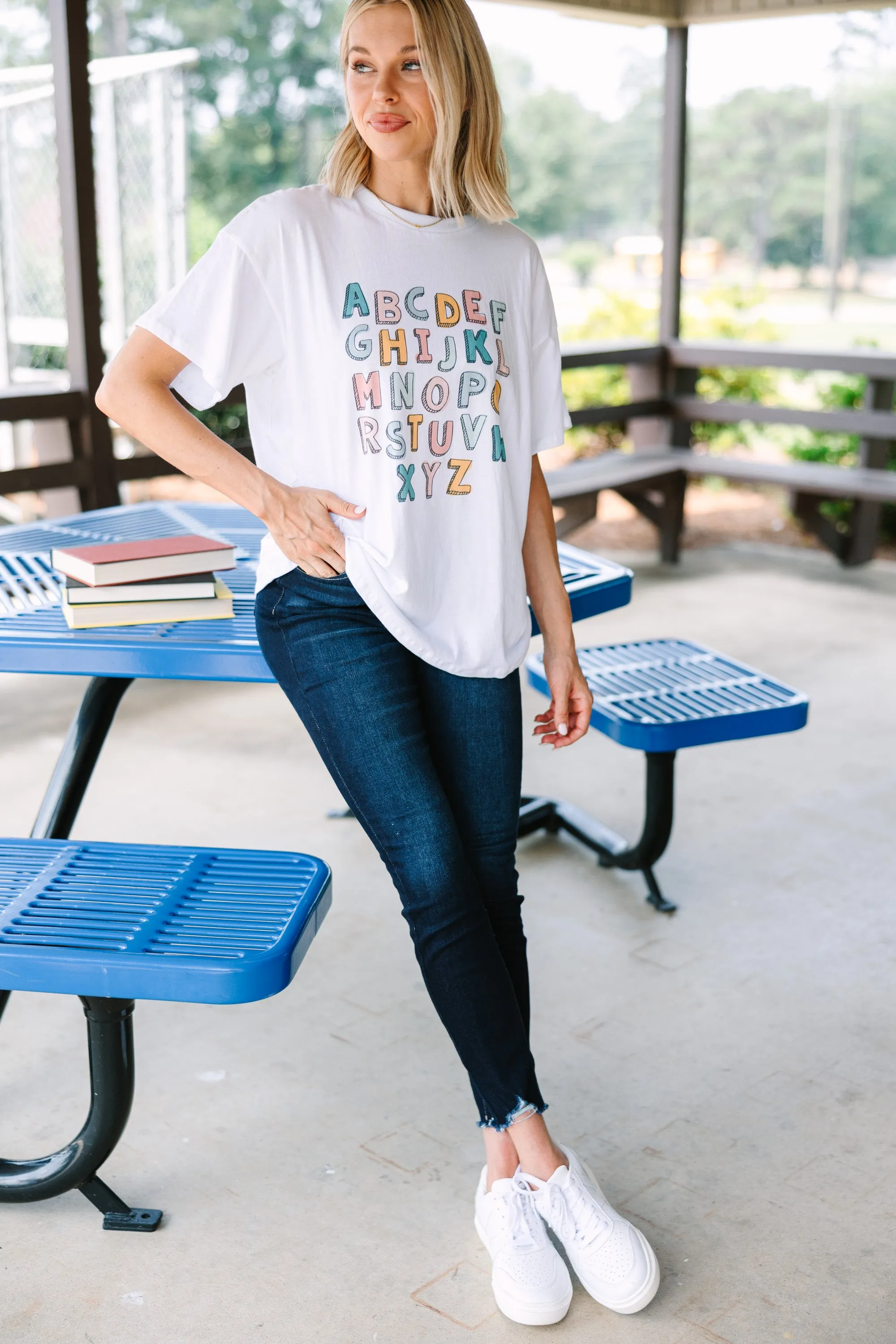 ABC's White Graphic Tee