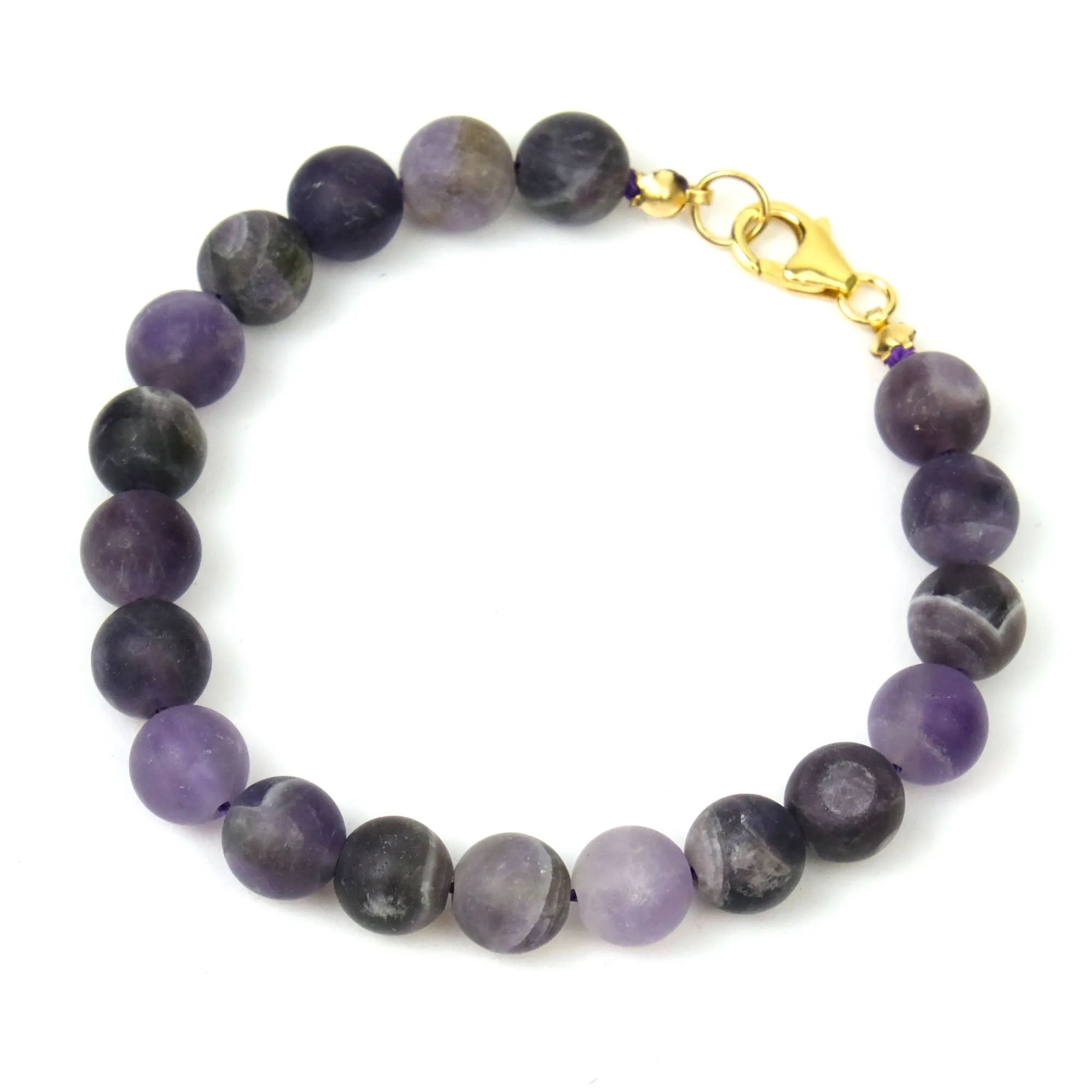 Amethyst 8mm  Matte Round Bracelet with Gold Filled Trigger Clasp