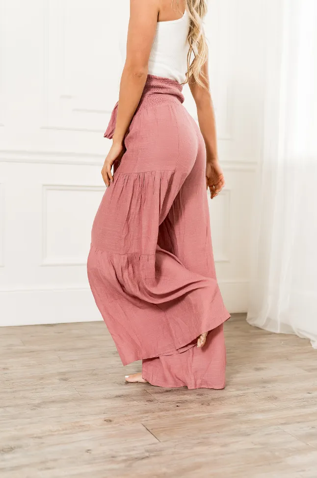 Ampersand Avenue Tiered Boho Pants - Pink