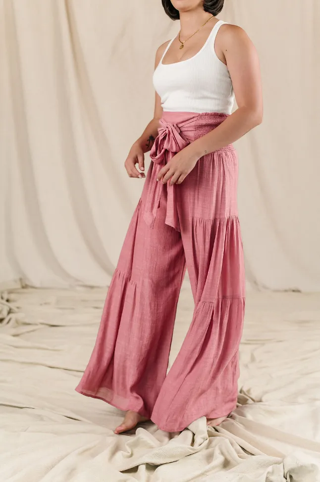 Ampersand Avenue Tiered Boho Pants - Pink