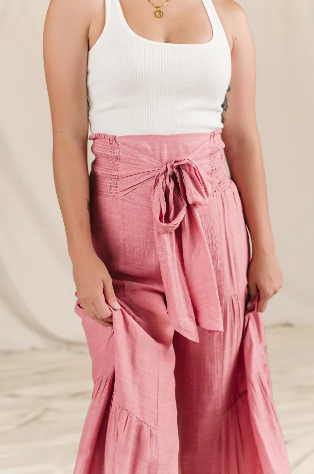 Ampersand Avenue Tiered Boho Pants - Pink