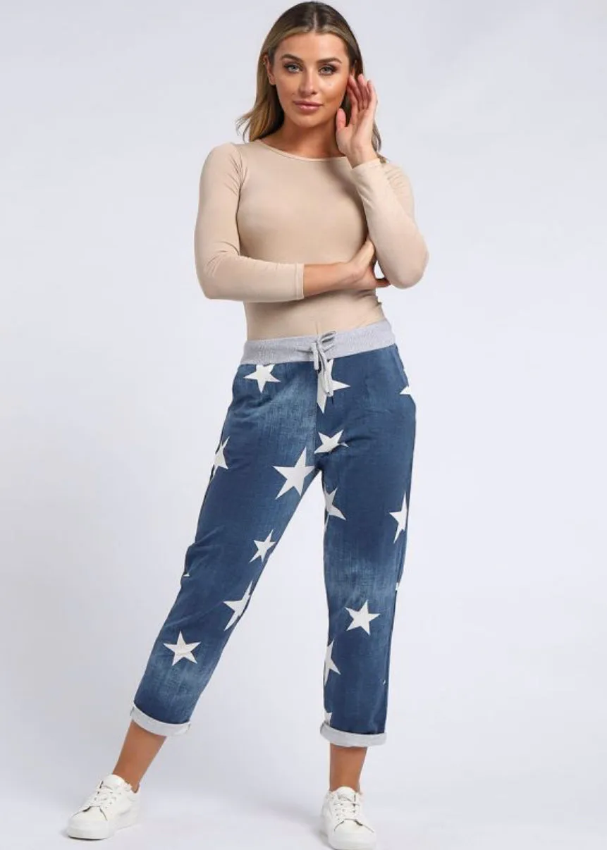 Anne   Kate Italian Star Dark Denim Print Trouser 16-20