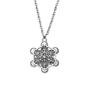 Archangel Metatron's Cube 2D Six Pointed Star Sacred Geometry Merkaba Mandala Silver Plated Pendant