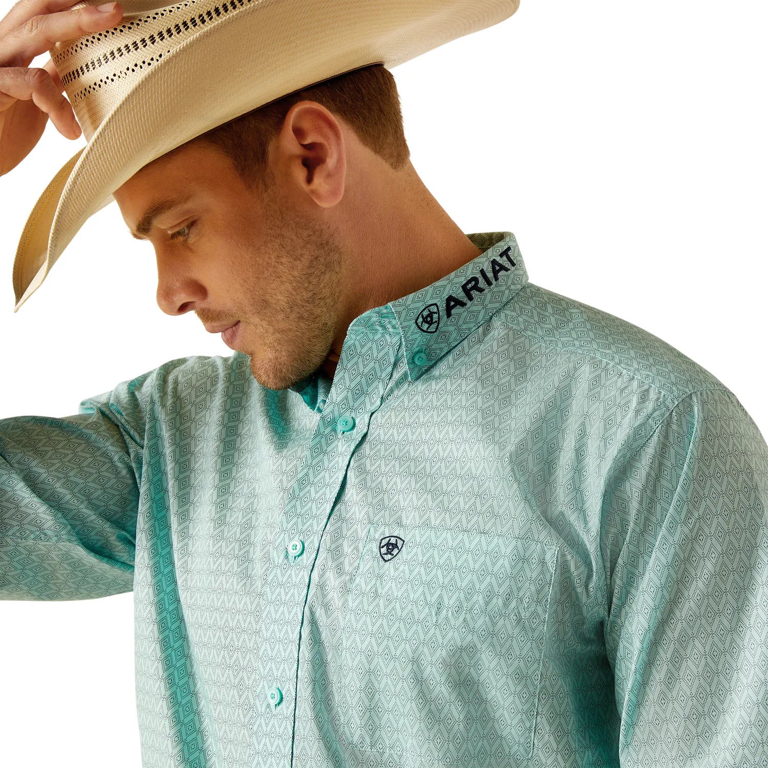 Ariat Men's Team Gian Classic Fit Shirt - Light Aqua