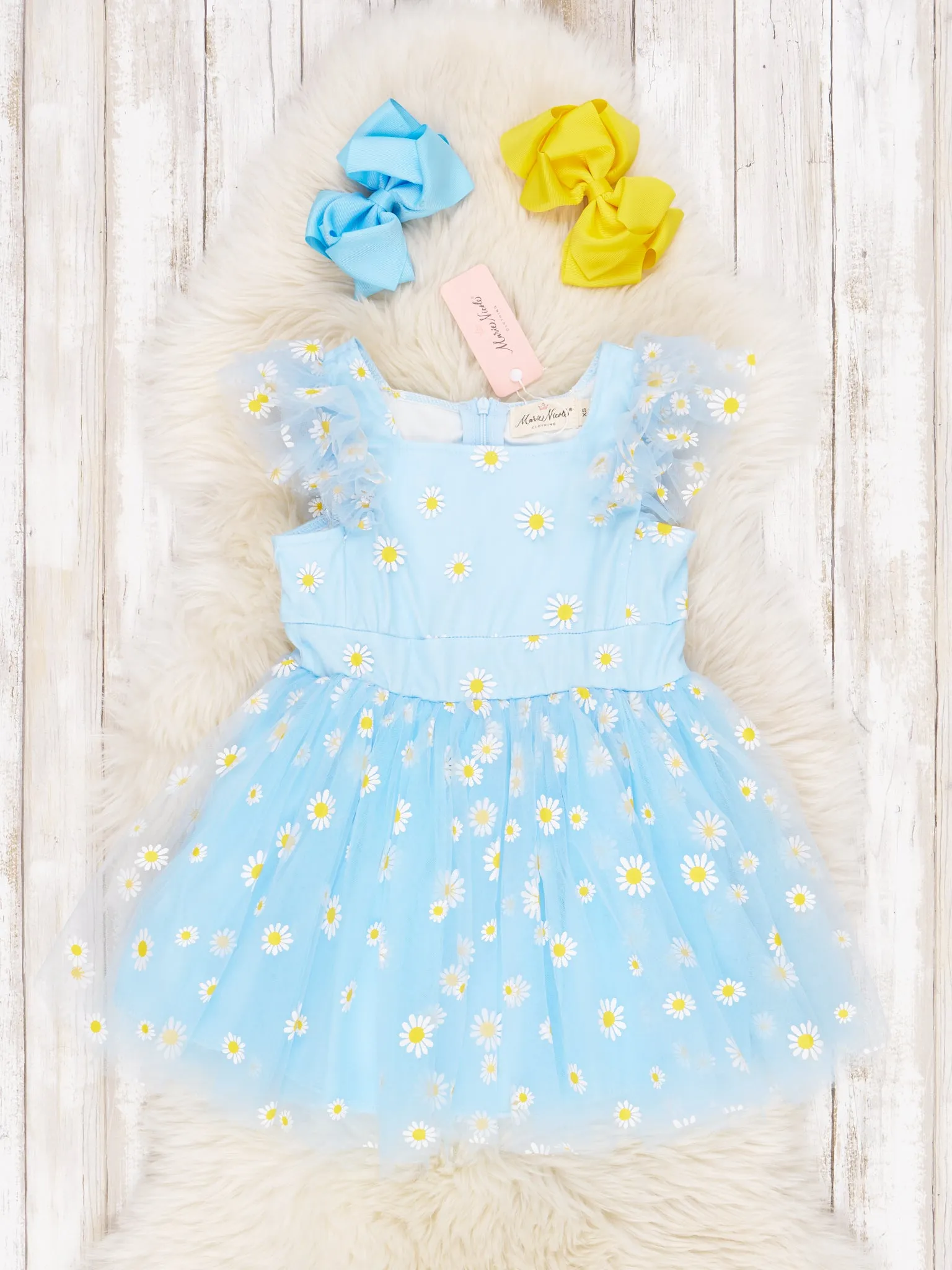 Baby Blue Tulle Daisy Ruffle Dress