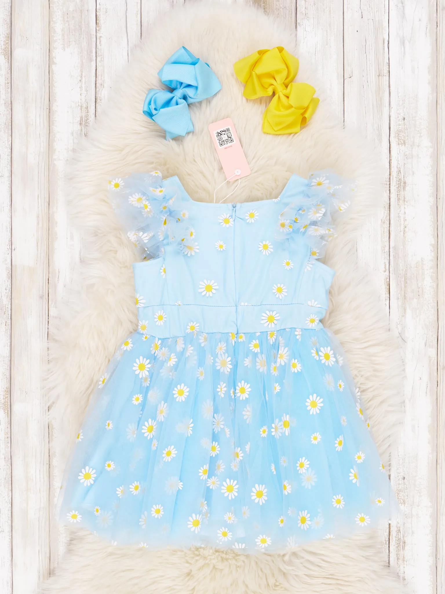 Baby Blue Tulle Daisy Ruffle Dress