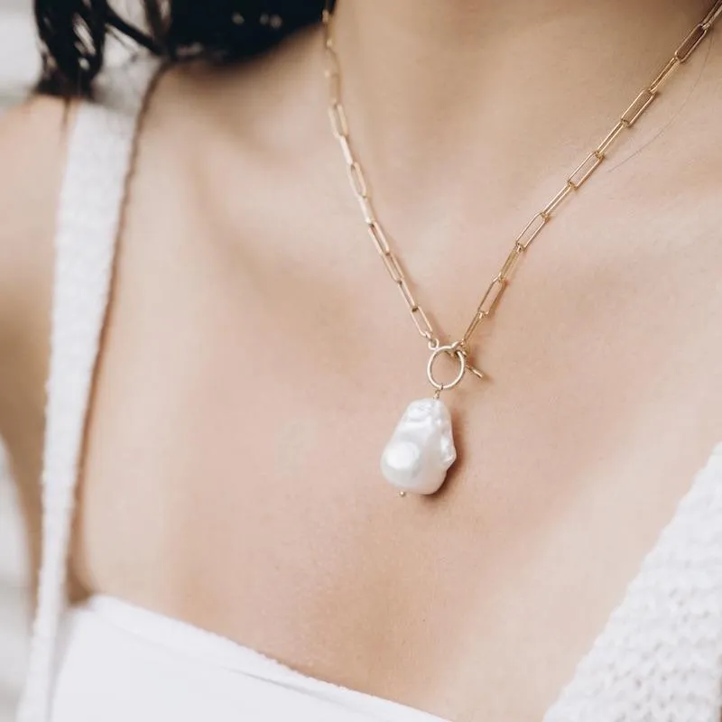 Baroque Pearl Toggle Drop Necklace