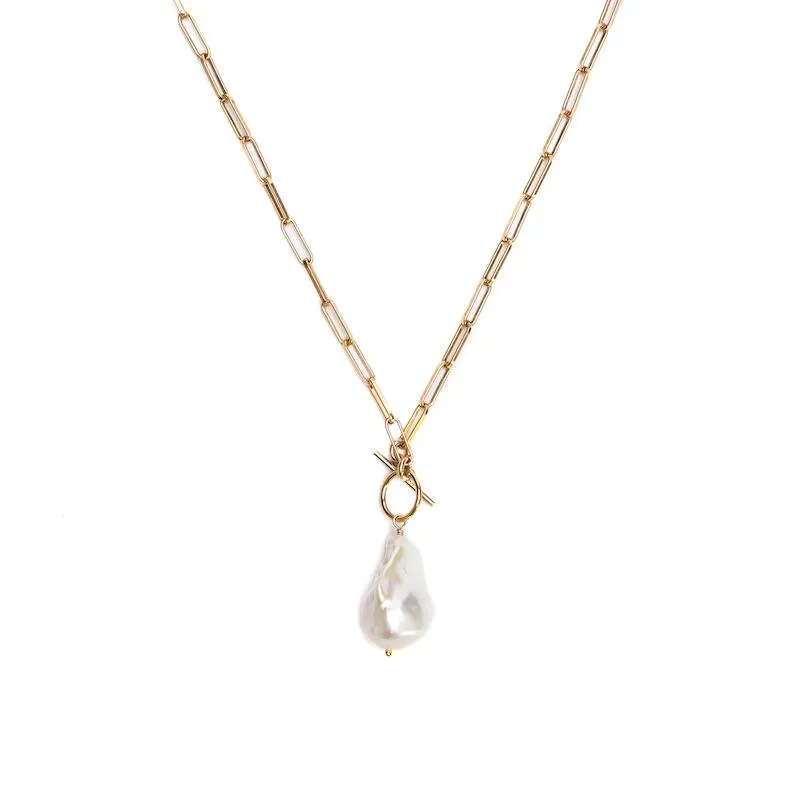 Baroque Pearl Toggle Drop Necklace