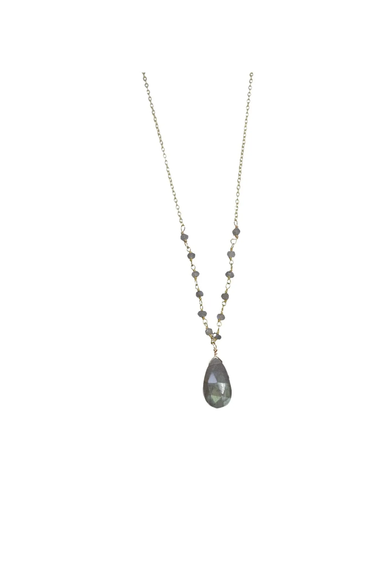 Beaded Bailey Necklace in Labradorite