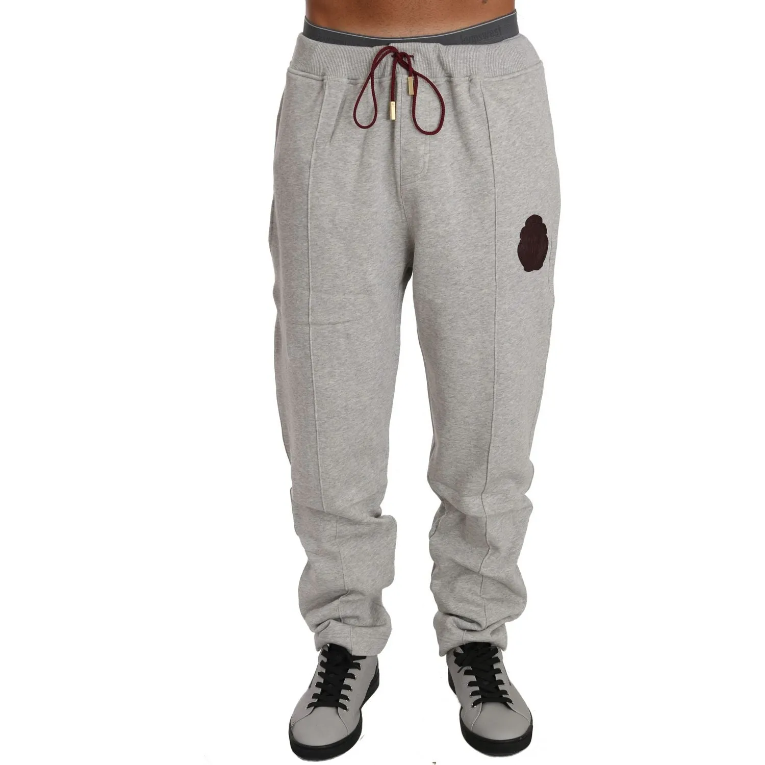 Billionaire Italian Couture Elegant Gray Cotton Sweatsuit Ensemble