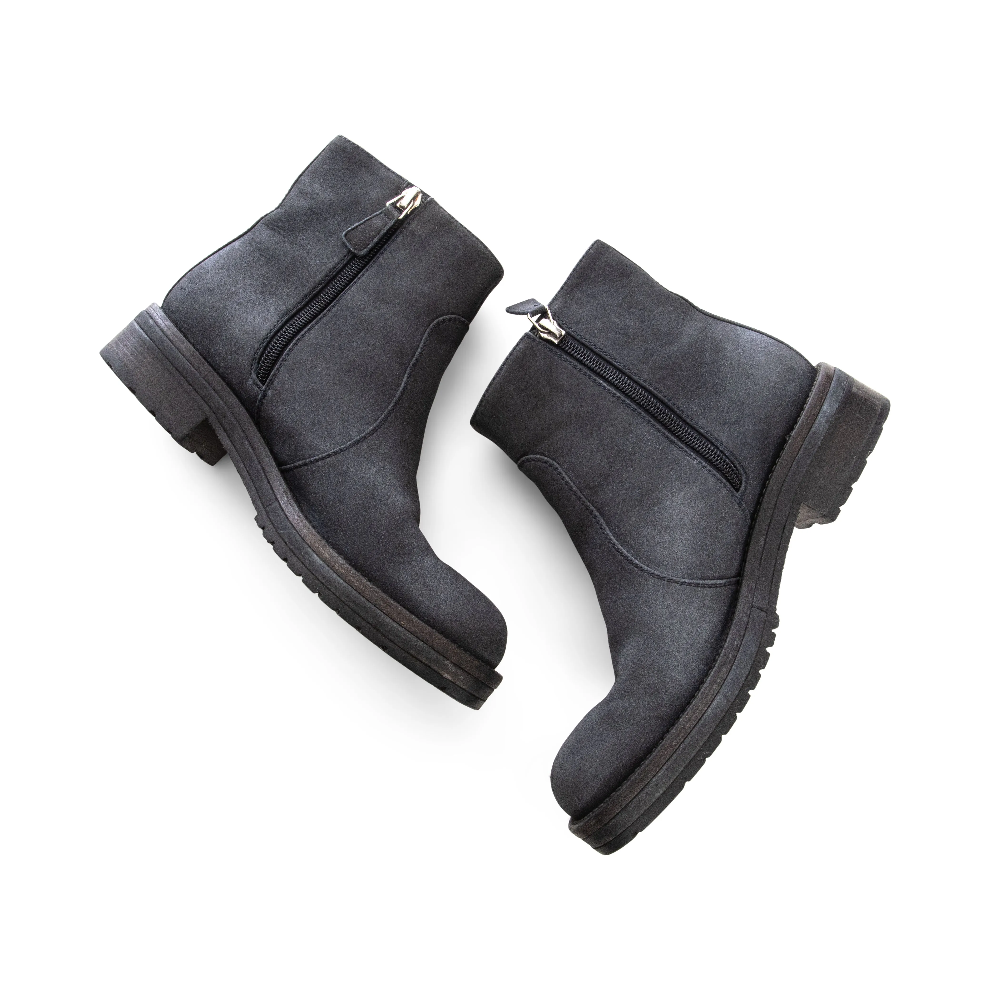 Black Suede Biker CC Ankle Boots 38.5