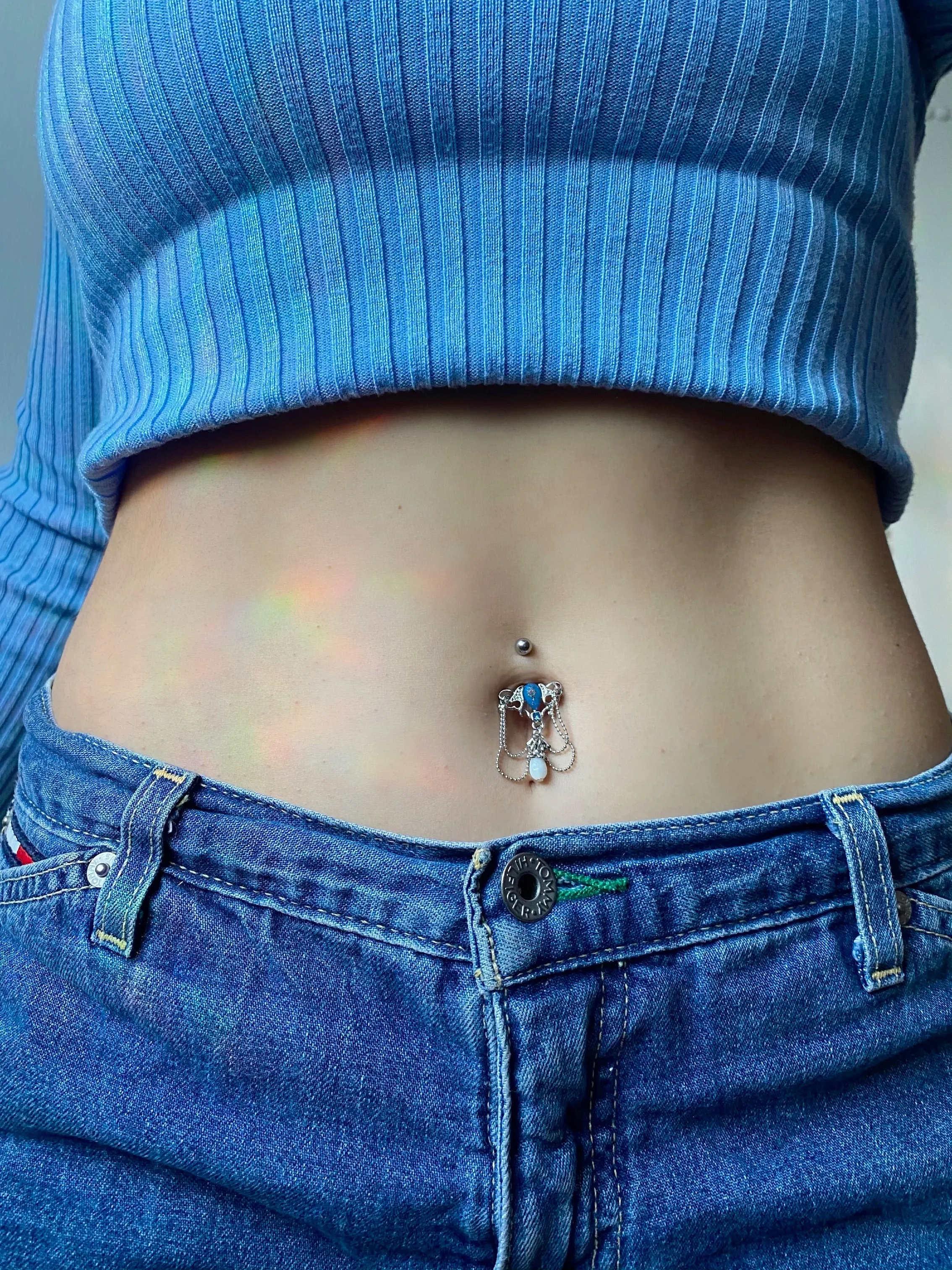 Blue Chandelier Belly Ring