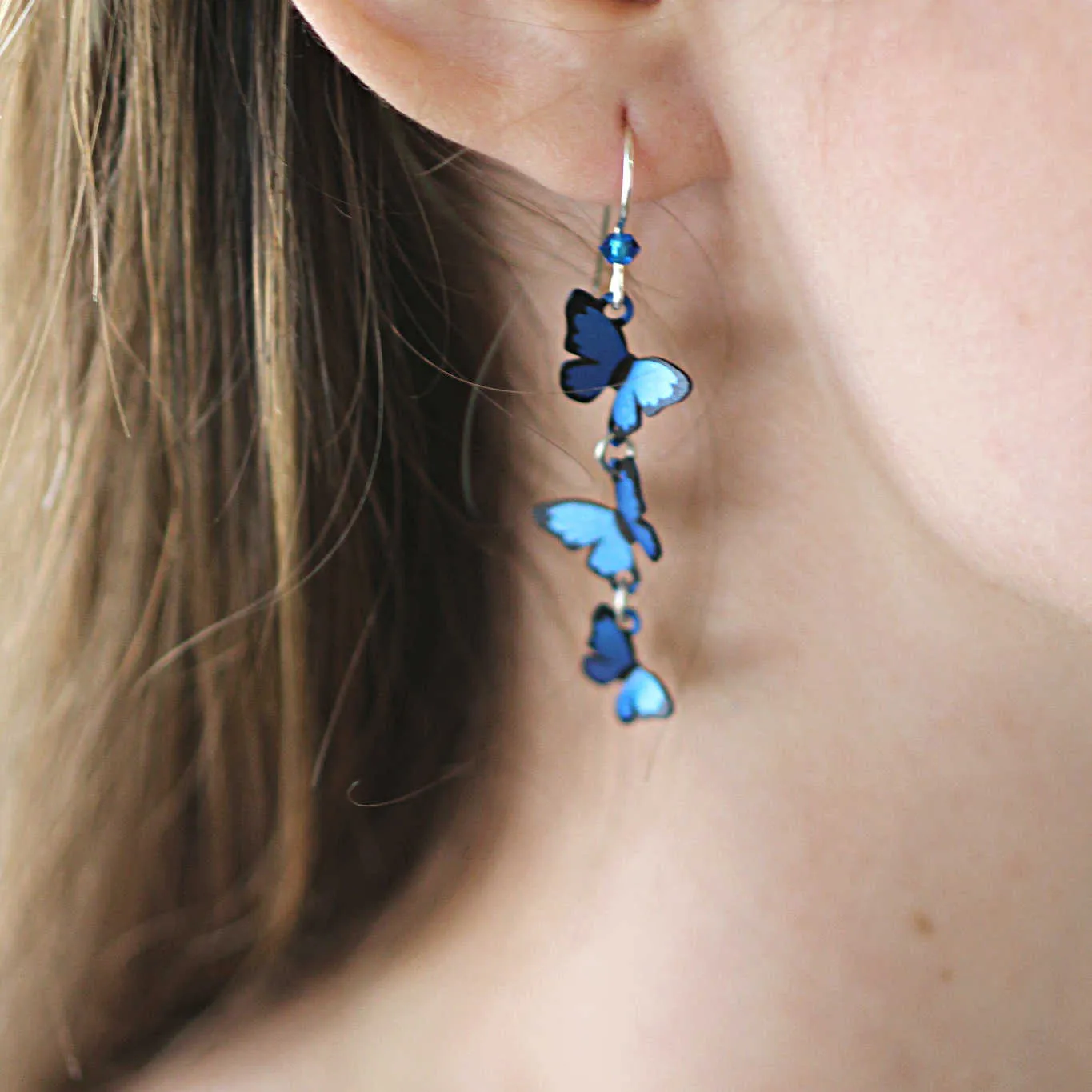 Blue Morpho Kaleidoscope Butterfly Earrings