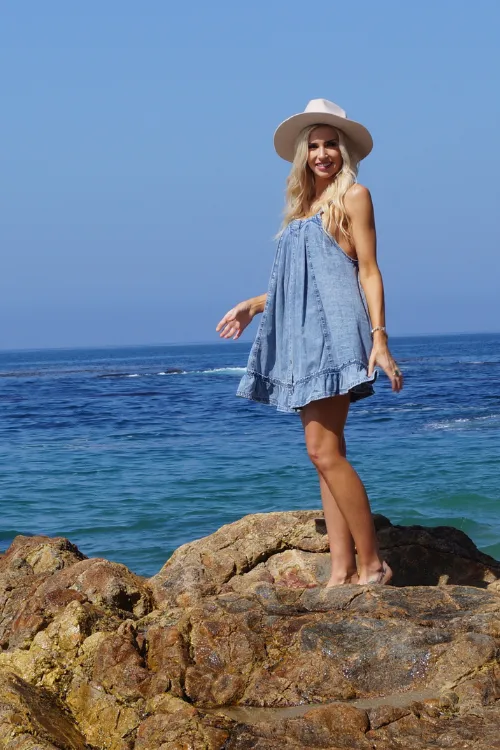 Blue Tides Ruffled Denim Dress