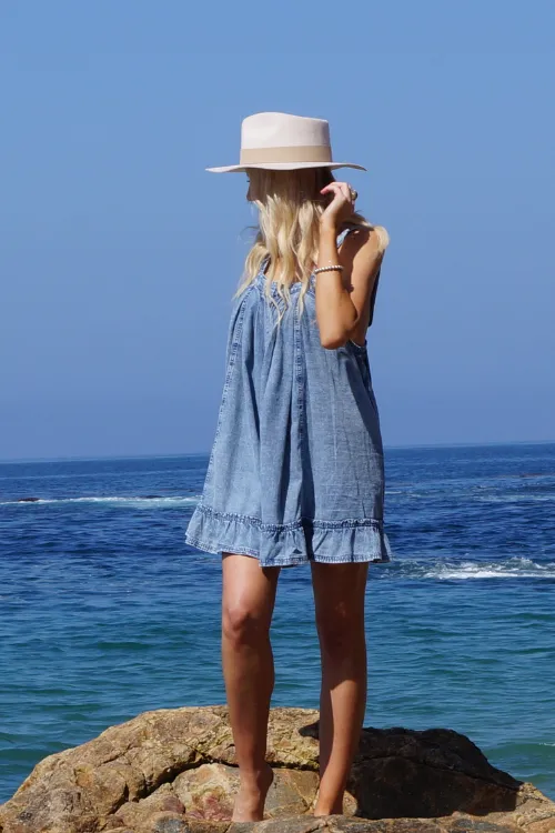 Blue Tides Ruffled Denim Dress