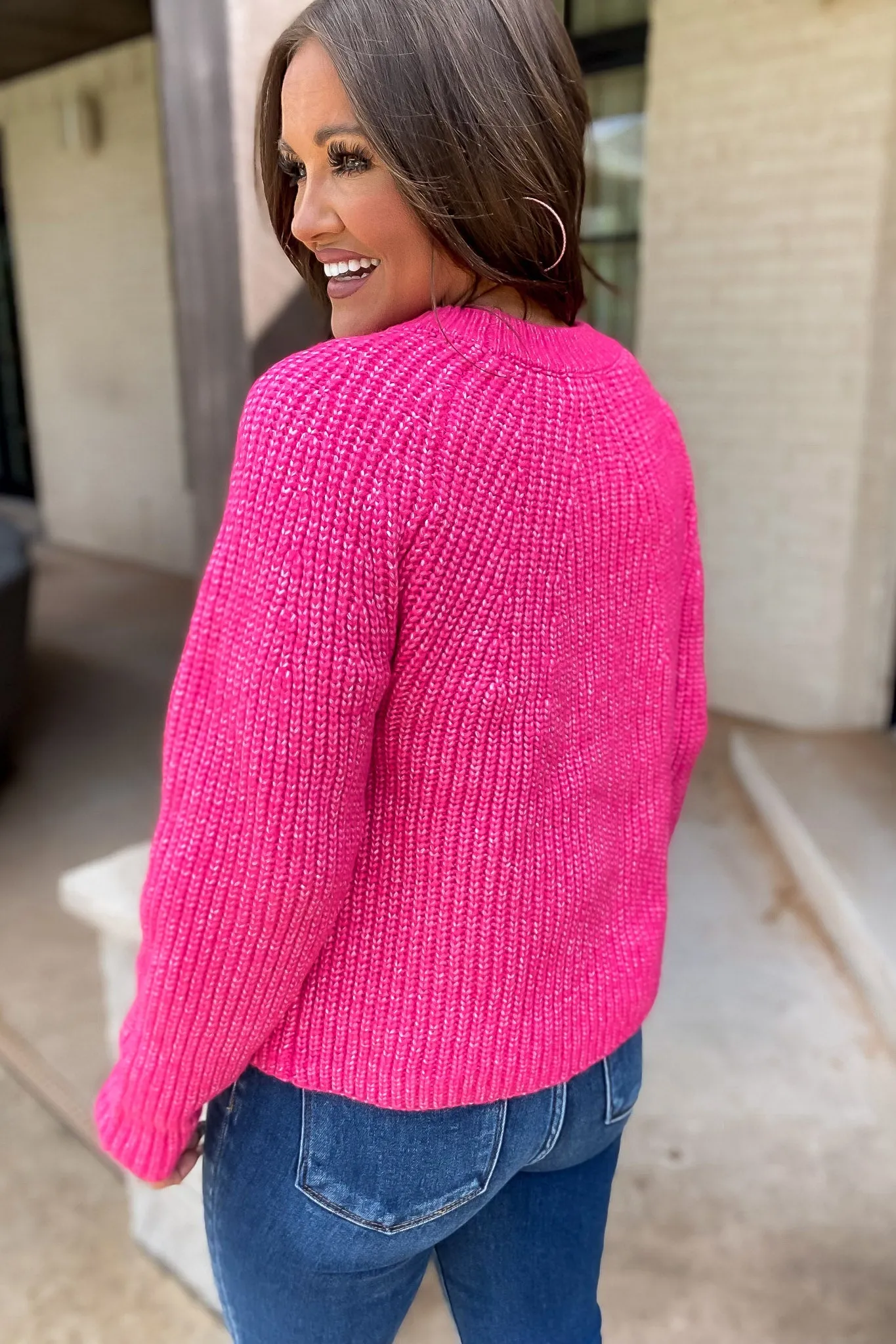 Butter Me Up Hot Pink Sweater