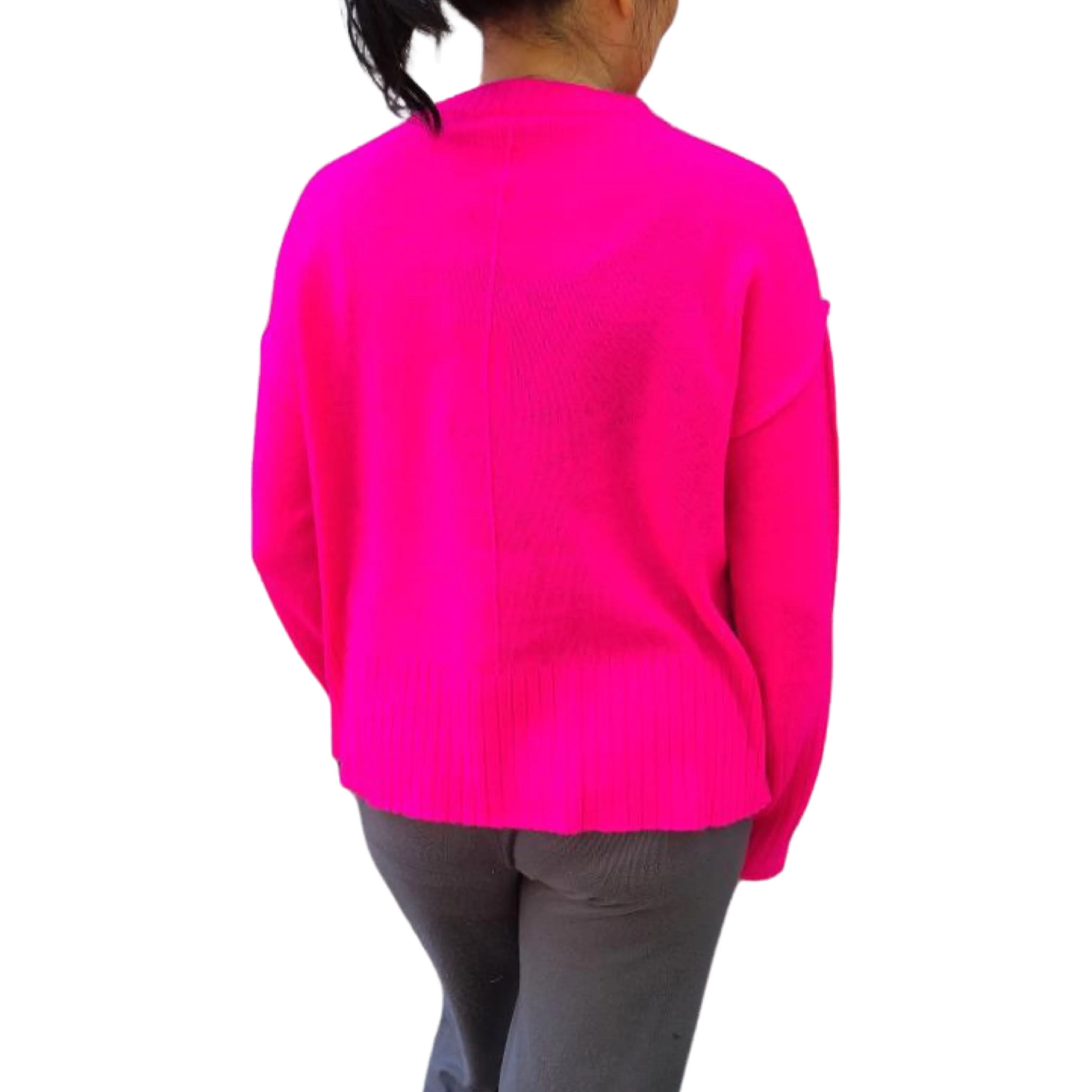 Cashmere Boxy Crew Tickled Pink