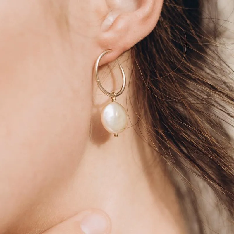 Coin Pearl Hoops