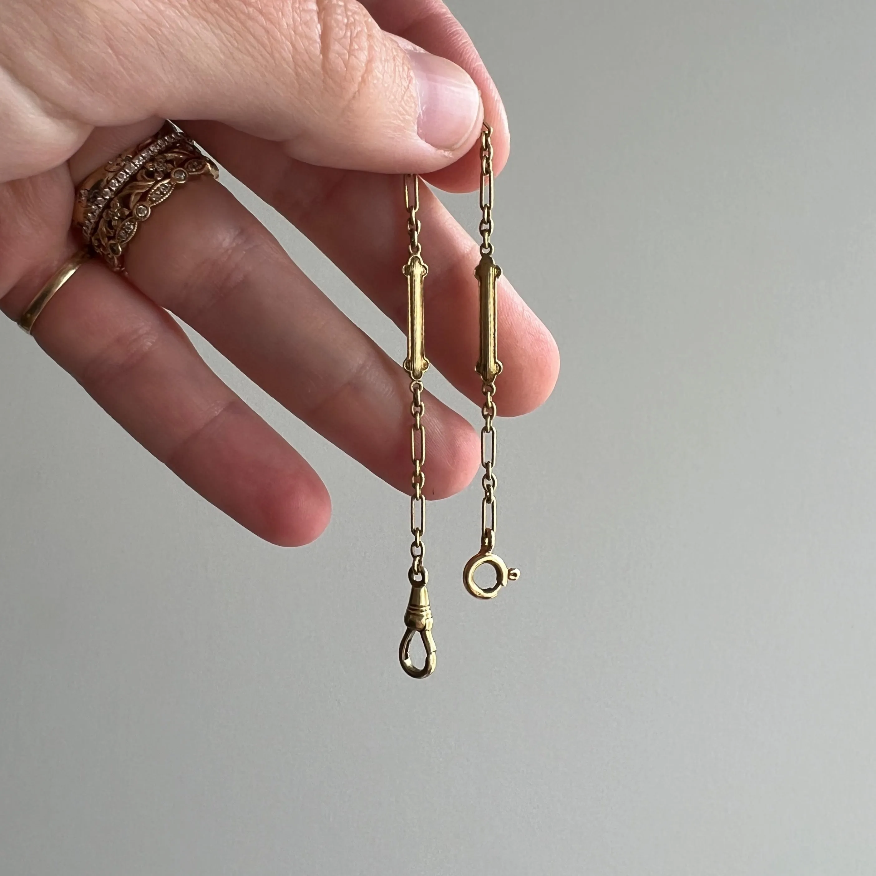 Copy of A N T I Q U E // dog bone length / 14k yellow gold fancy link chain extender / 5 3/8