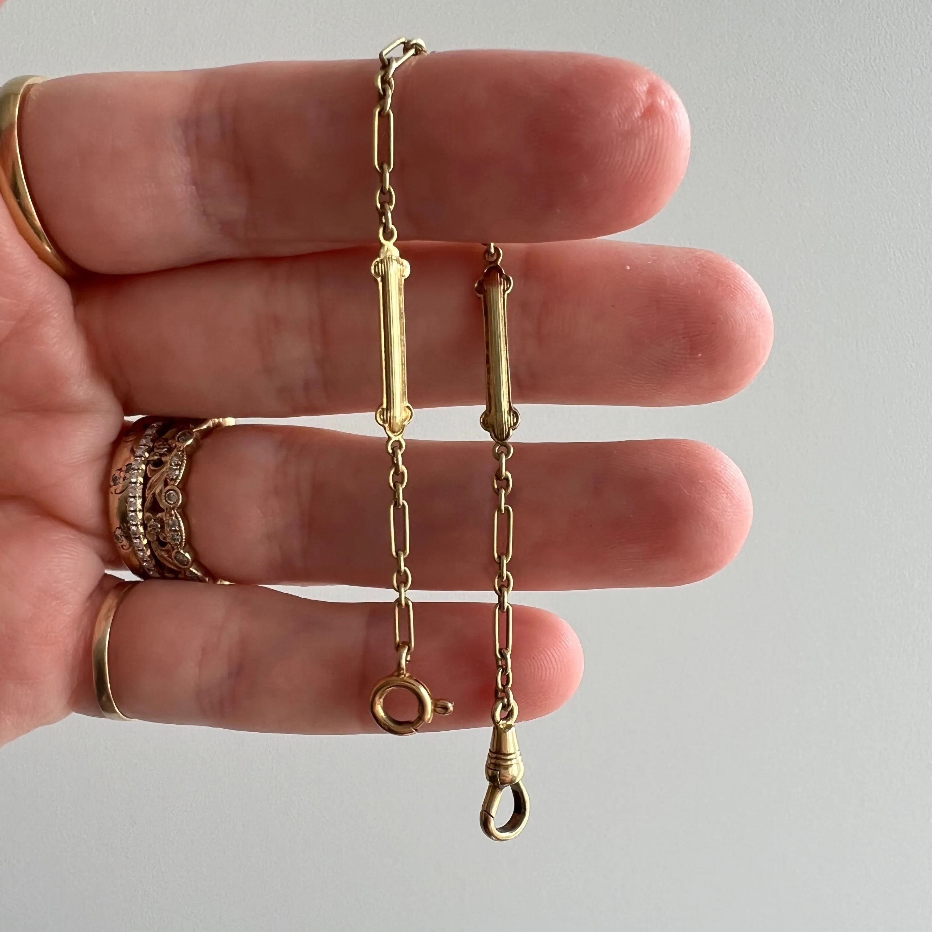 Copy of A N T I Q U E // dog bone length / 14k yellow gold fancy link chain extender / 5 3/8