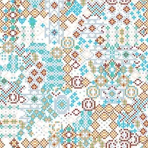 Cross Stitch- Brown & Blue