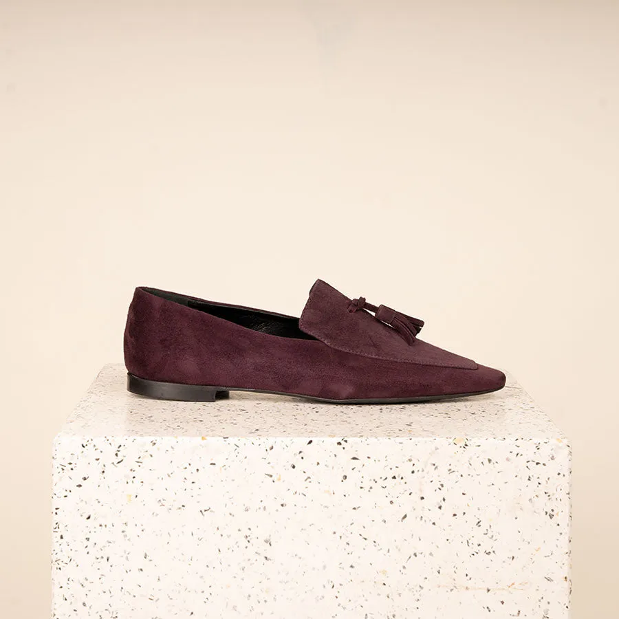 Enna Tassels - Wine Suede SAMPLE SALE - FINAL SALE