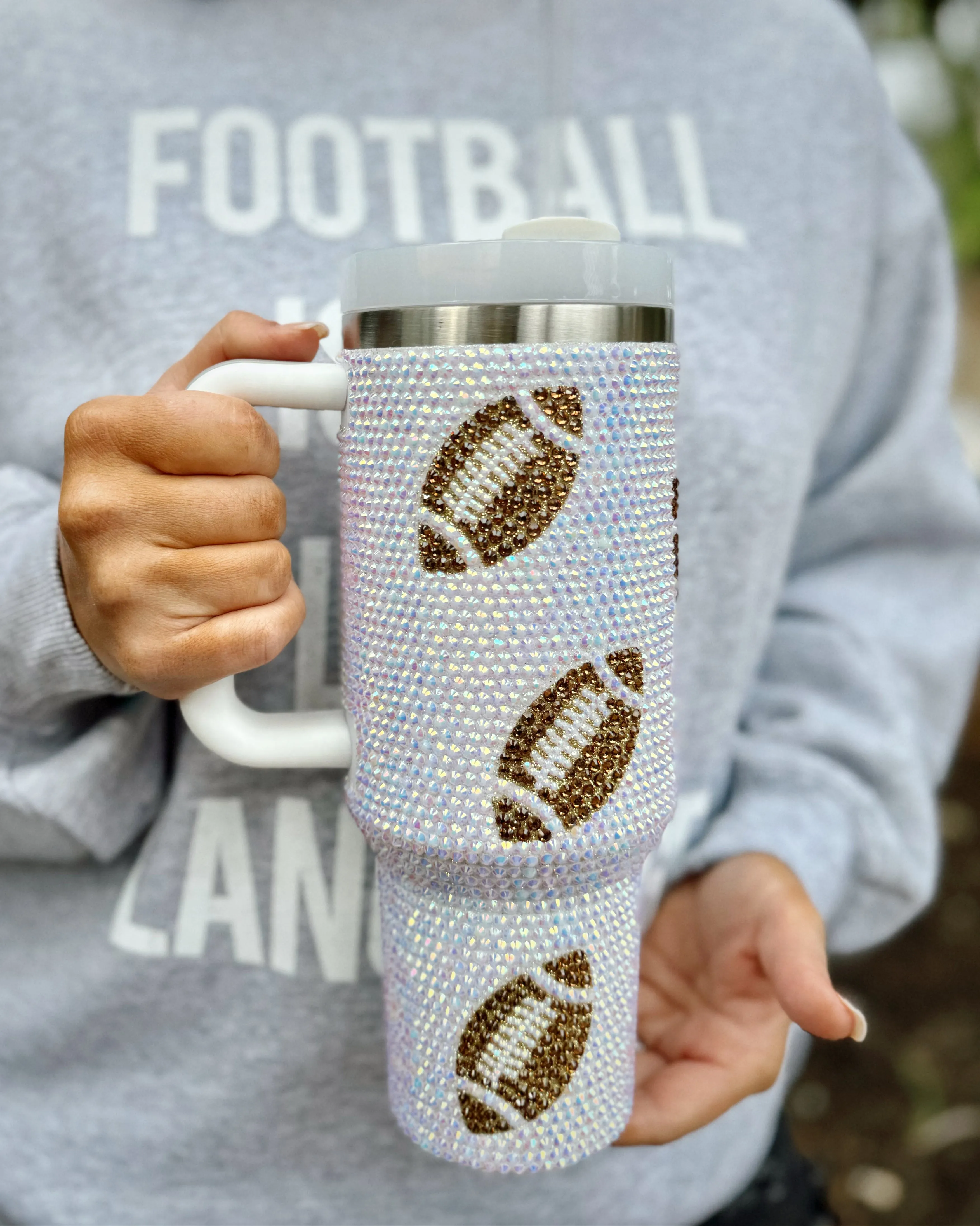 Explore More Collection - 40 Oz. Crystal “All Over Footballs” Tumbler