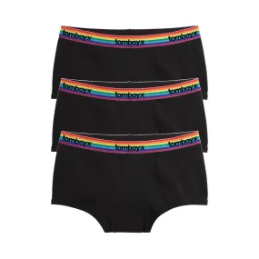 First Line Period Boy Shorts 3-Pack - Black Rainbow Logo