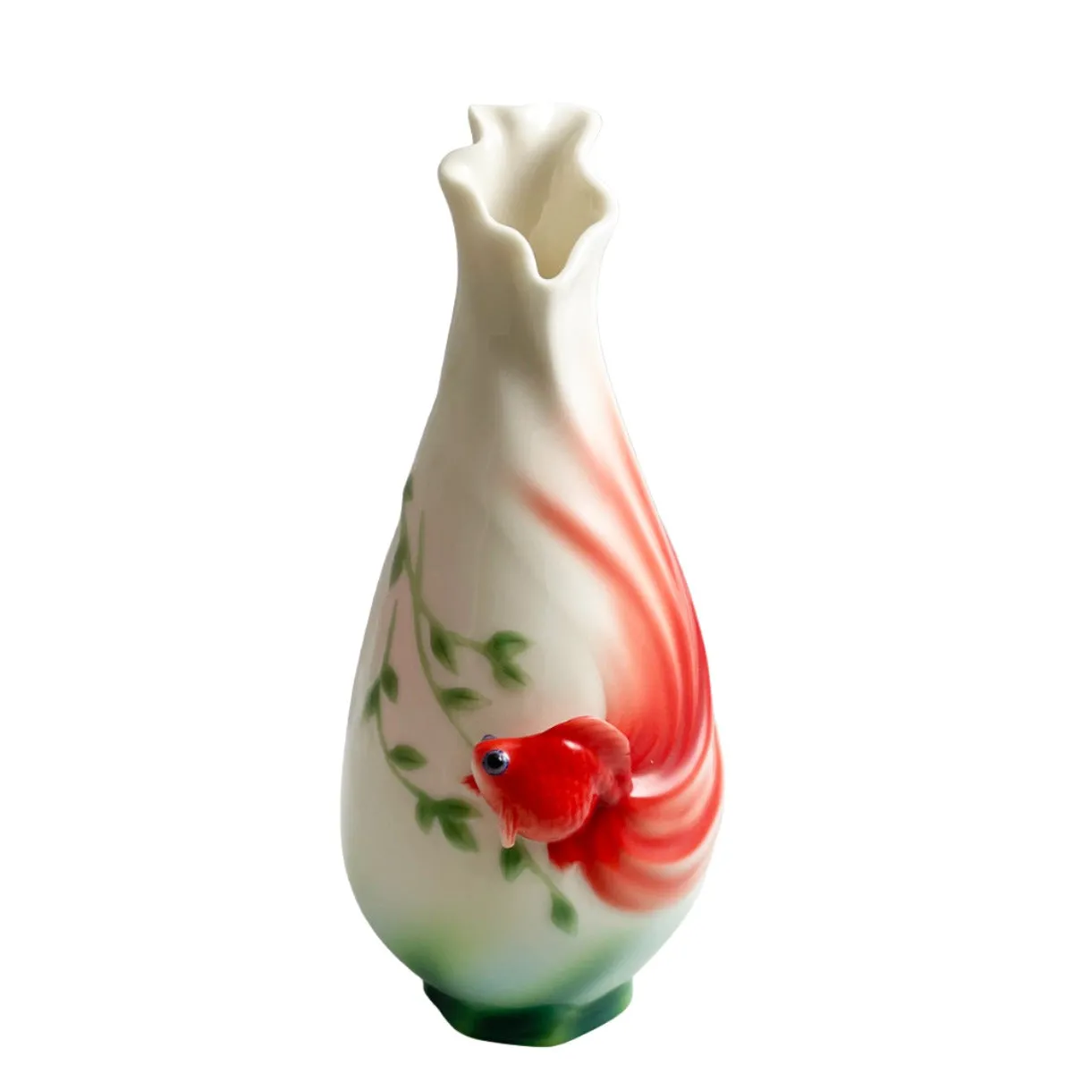 Franz Porcelain Goldfish Sculpted Vase NIB