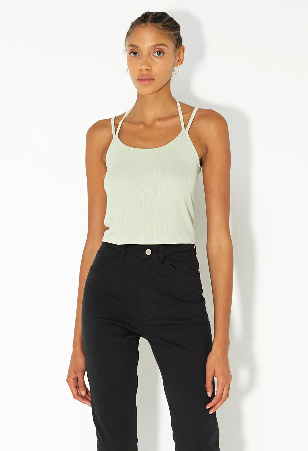 Gemini Rib Halter Cami / Mint