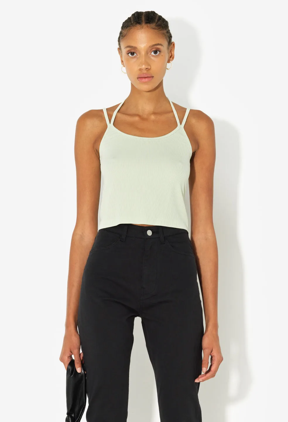 Gemini Rib Halter Cami / Mint