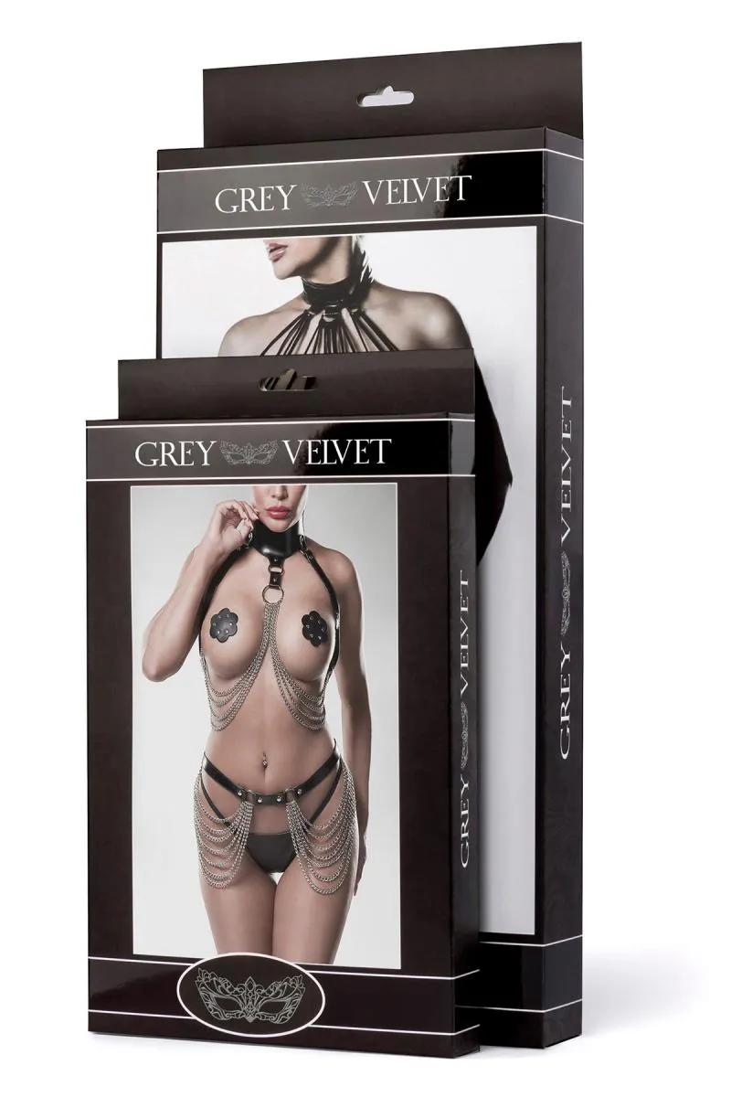 Grey Velvet Erotic Lingerie Set