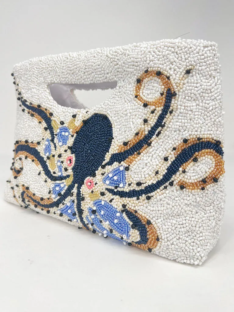 Hand-Beaded Octopus Clutch