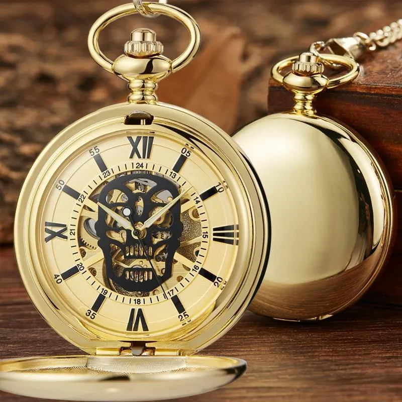 Hollow Skull Mechanical Pocket Watch