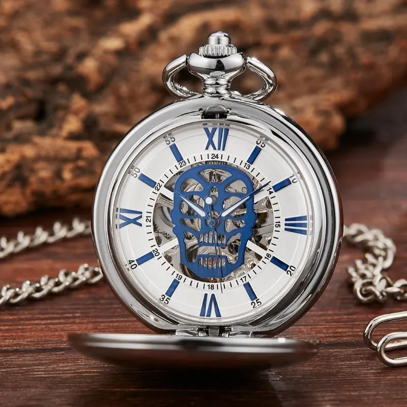 Hollow Skull Mechanical Pocket Watch