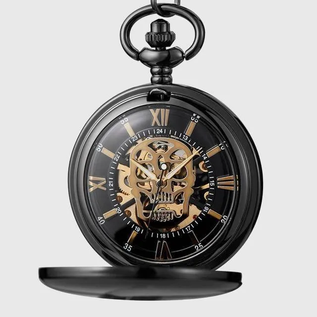 Hollow Skull Mechanical Pocket Watch