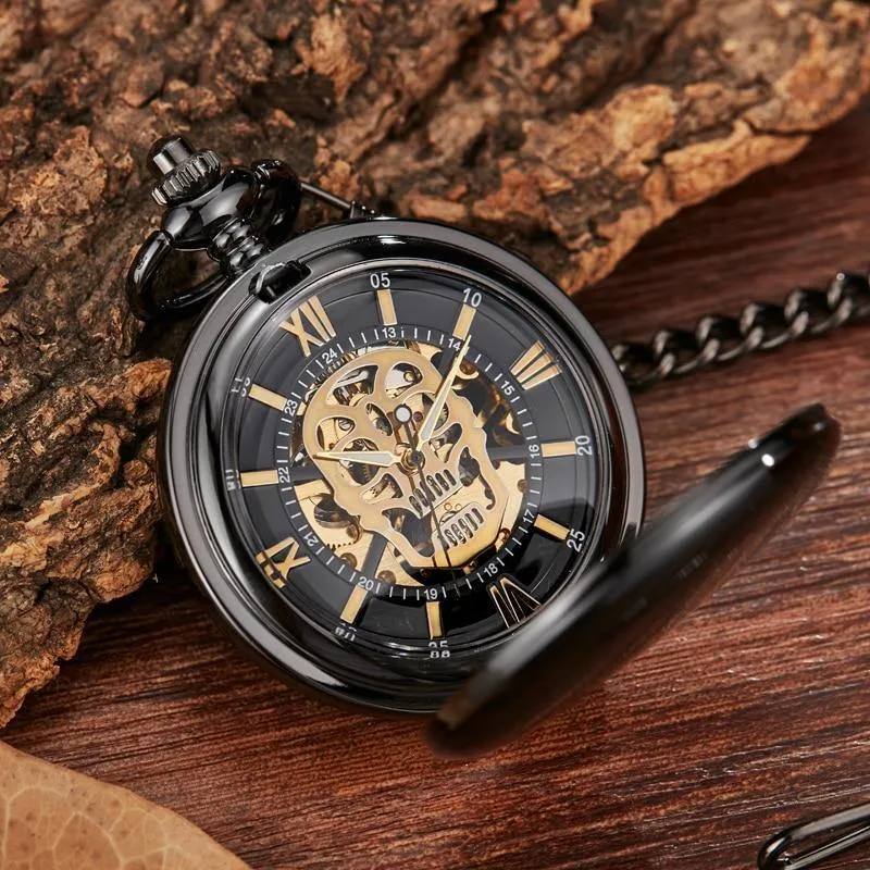 Hollow Skull Mechanical Pocket Watch