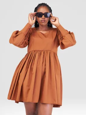 Izulu Doldol Mini Dress - Chocolate Brown